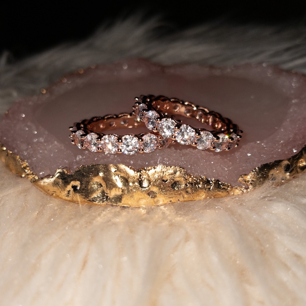 Waterproof & Tarnish Proof Rose Gold Diamond Ring - Picture 4 of 10